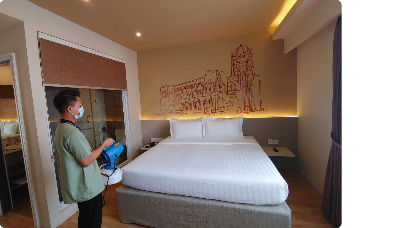 Prepared guest room at The Rangoon Hotel